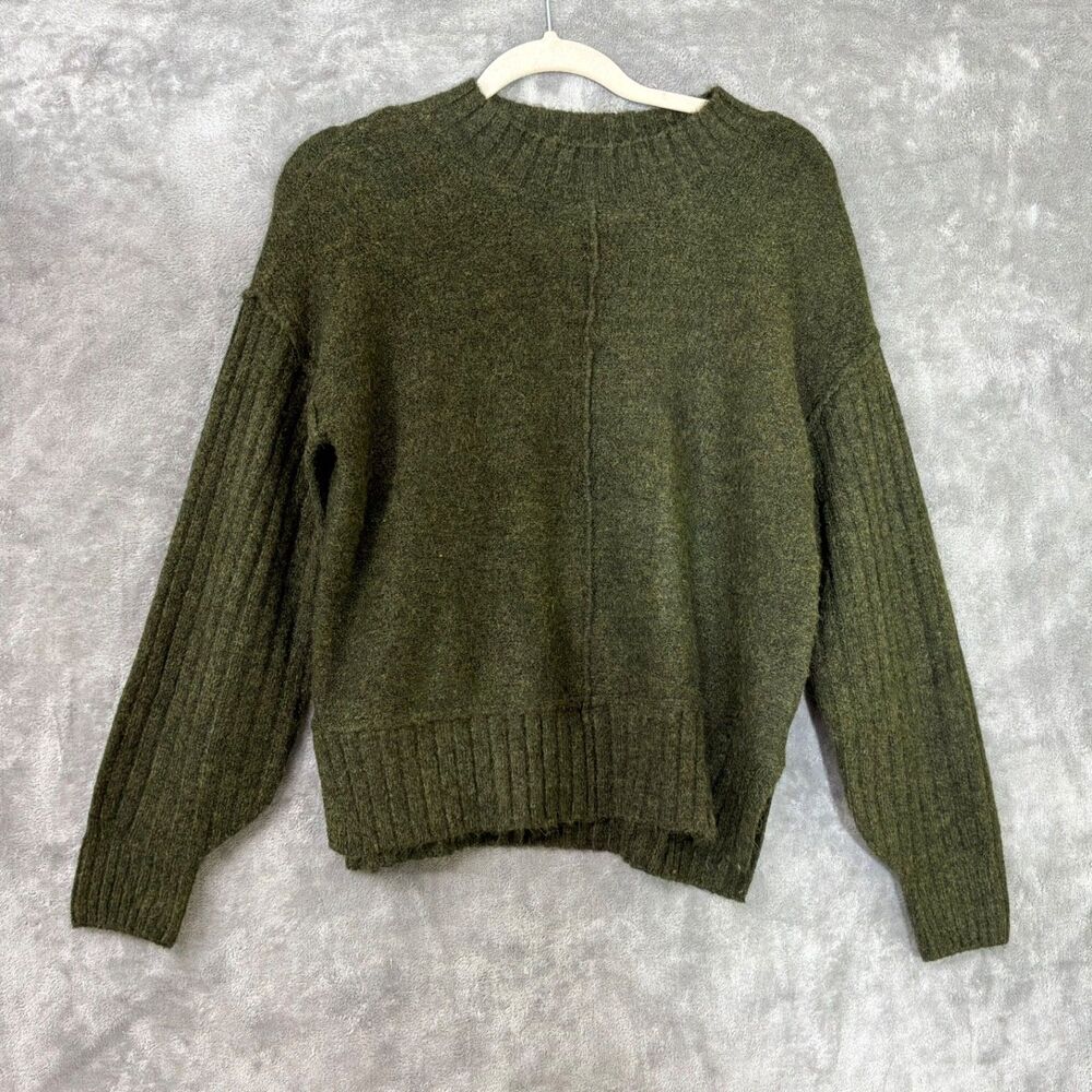 Margeaux & Ellie Women Mock Neck Ribbed Knit Sweater S moss green earthy bishop